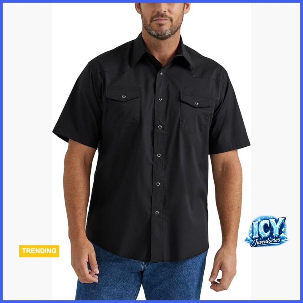Men's Short Sleeve Snap Button Western Shirt Cotton Blend